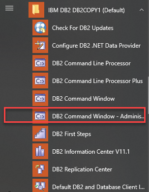 Launch DB2 Command Window